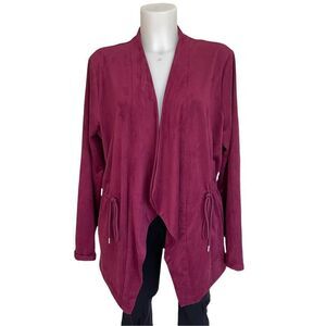 BLANK NYC MAGENTA OPEN FRONT‎ “FELT LIKE “ Cardigan drawstring waist size large